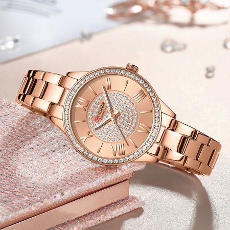 CURREN Sieviešu rokas pulkstenis 9084 (ZC509B) + BOX rose gold