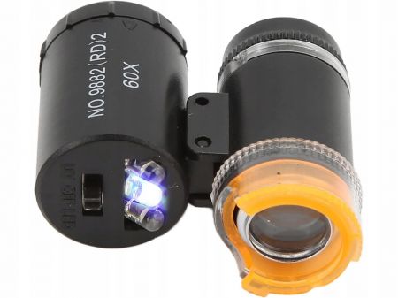 Карманный микроскоп 60x LED UV черный (P09169)