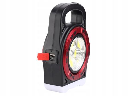 Lukturis ar saules bateriju Powerbank uzlādējams LED COB (P12316_cze) red