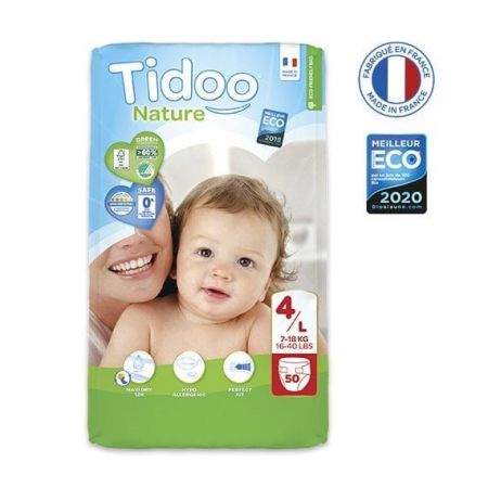 Tidoo Nature Подгузники ЭКО Размер 4/L - (7-18kg) 50 gab. Jumbo pack