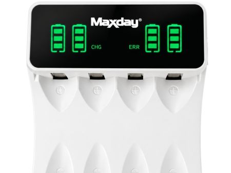 AA un AAA bateriju lādētājs ar USB-C un LCD displeju, 4 sloti (P02056)