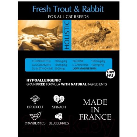 Ambrosia Сухой корм для стерилизованных кошек с кроликом и форелью GRAIN FREE STERILIZED CAT FRESH TROUT & RABBIT 1.5KG (5214001832941)