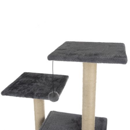 Kaķu māja - koks ar stabiem 71 cm pelēka (P21712)