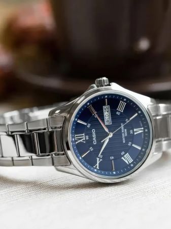CASIO Vīriešu rokas pulkstenis MTP-1384D-2A (ZD108D) + BOX silver/blue