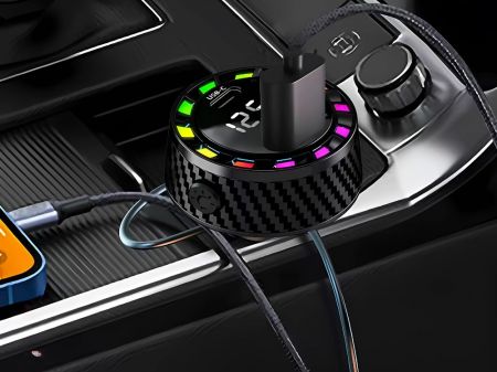 Автомобильное зарядное устройство USB RGB с кабелем (P10149)