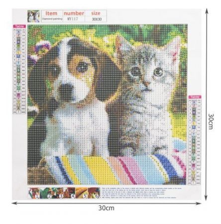 Алмазная мозайка Щенок и котенок (P16215)