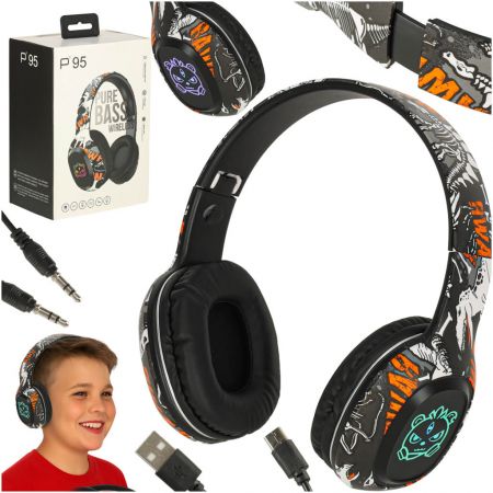 Bezvadu salokāmas austiņas Bluetooth RGB melnas (preces kods 3142)