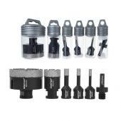 Dimanta caurumzāģu komplekts 6–68 mm + adapteris - 6 daļu komplekts keramikas izstrādājumiem un keramikai Bigstreen (P27079)