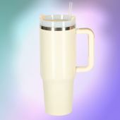 Термокружка с ручкой и трубочкой 1.2L Бежевая (3032_2)
