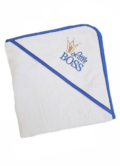 ДЕТСКОЕ ПОЛОТЕНЦЕ С КАПЮШОНОМ LITTLE BOSS WHITE/BLUE
