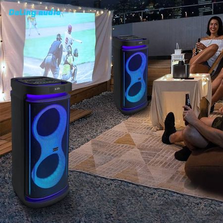 Dalings Audio Портативная акустическая система 2025 Двойной 8 дюймовый DJ Караоке с беспроводными микрофонами