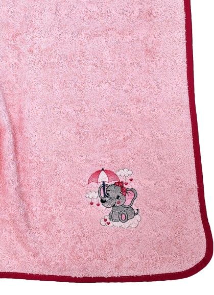 ДЕТСКОЕ ПОЛОТЕНЦЕ ПОНЧО СЛОНЁНОК PINK