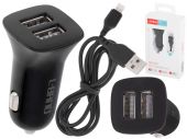 Автомобильное зарядное устройство DUAL USB + Lightning черное (5333)