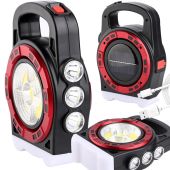 Lukturis ar saules bateriju Powerbank uzlādējams LED COB (P12316_cze) red