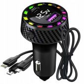 Автомобильное зарядное устройство USB RGB с кабелем (P10149)
