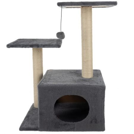 Kaķu māja - koks ar stabiem 71 cm pelēka (P21712)