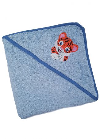ДЕТСКОЕ ПОЛОТЕНЦЕ С КАПЮШОНОМ ТИГРЕНОК BLUE