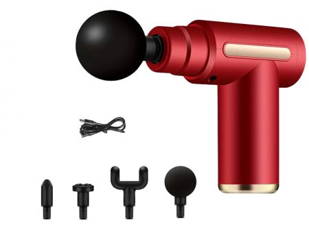 Mini masāžas pistole 4 uzgaļi sarkana (P24216_CZE)