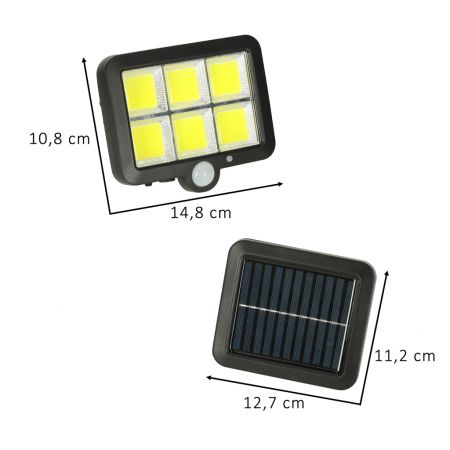 Āra lampa ar saules bateriju ar kustības un krēslas sensoriem 120 LED (preces kods 3096)