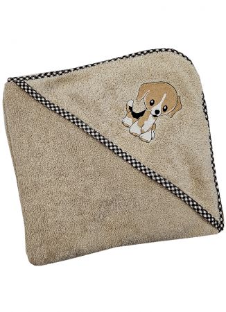 ДЕТСКОЕ ПОЛОТЕНЦЕ С КАПЮШОНОМ ЩЕНОК BEIGE