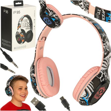 Беспроводные складные наушники Bluetooth RGB розовые (код товара 3142_1)