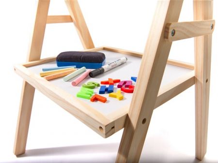 Divpusējs tāfele ar krītiņiem, magnētiem un zīmēšanas papīru 90cm (6489)