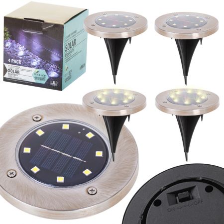 Садовая лампа c солнечной батареей 8 LED 4 шт. теплый белый (4964)
