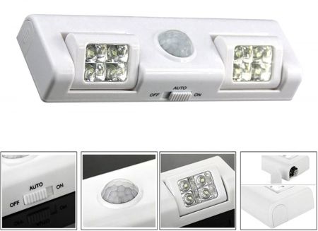LED лампа с датчиком движения 8 LED белая (PZD26A)