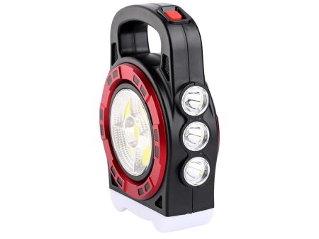 Lukturis ar saules bateriju Powerbank uzlādējams LED COB (P12316_cze) red