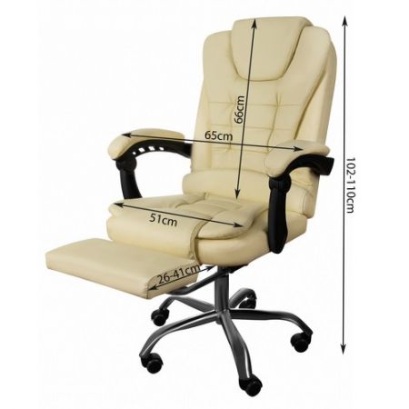 Biroja krēsls ar kāju balstu balts eko āda (P23287)