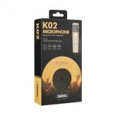 Remax REMAX K02 3.5mm AUX Микрофон Караоке & AUX Мобильных Устройств с Эквалайзером Android/iOS Заряжаемый Серебристый