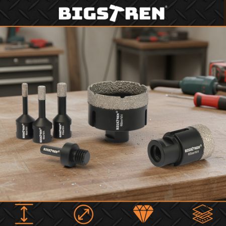 Dimanta caurumzāģu komplekts 6–68 mm + adapteris - 6 daļu komplekts keramikas izstrādājumiem un keramikai Bigstreen (P27079)