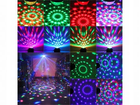 Проектор диско шар RGB LED с питанием от сети + пульт (P12268)