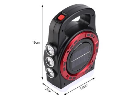 Lukturis ar saules bateriju Powerbank uzlādējams LED COB (P12316_cze) red