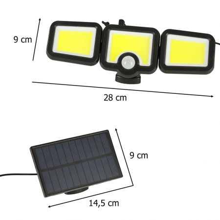 Āra lampa ar saules bateriju ar kustības un krēslas sensoriem 171 LED (preces kods 3091)