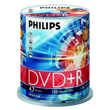 PHILIPS DVD+R 4.7GB CAKE BOX 100 (DR4S6B00F/00)