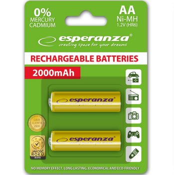 Esperanza EZA103Y PRECHARGED HR6 2000MAH ALWAYS READY БЛИСТЕРНАЯ УПАКОВКА 2ШТ.