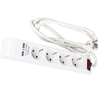ATR (059134) Удлинитель с выключателем и 2xUSB 4Z 1,4m (KF-GSB-04KU3X1.5/1.4M)