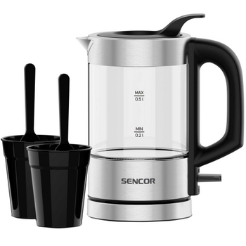 Sencor SWK 160SS Дорожный чайник с 2 чашками и 2 ложками в комплекте 0.5L 1100W