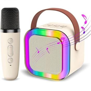 Blackmoon K12 Bluetooth Karaoke skaļrunis ar mikrofonu RGB (K12 Beige)