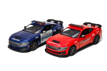 KINSMART Металлическая моделька 2024 Ford Mustang Dark Horse (politsei/tuletõrje), масштаб 1:38 (KT5455R)