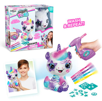 AIRBRUSH PLUSH Plīša DIY komplekts Vienradzis ar aerogrāfu, 25 cm (228CL)