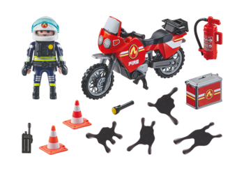 PLAYMOBIL ACTION HEROES Fire Motorcycle & Oil Spill Incident 71466 (71466P)