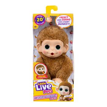 LITTLE LIVE PETS Интерактивная мягкая игрушка Обезьяна Мини, 19 см (26729)