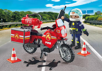 PLAYMOBIL ACTION HEROES Fire Motorcycle & Oil Spill Incident 71466 (71466P)