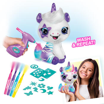AIRBRUSH PLUSH Plīša DIY komplekts Vienradzis ar aerogrāfu, 25 cm (228CL)