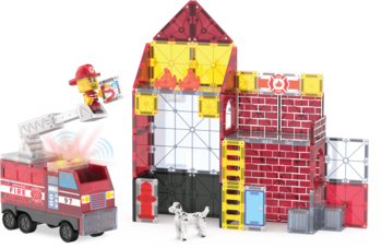 MAGNA-TILES Magnētiskais konstruktors Ugunsdzēsēju stacija, 50 gab. (252050FSMT)