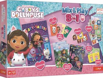 TREFL GABBY´S DOLLHOUSE 8in1 Mix&Play набор настольных игр Кукольный домик Габби (02747T)