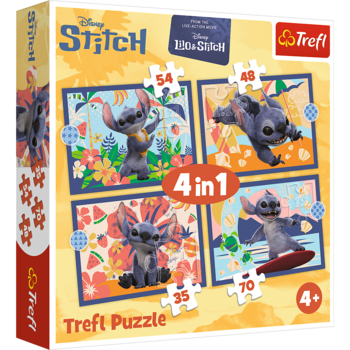 TREFL DISNEY STITCH Комплект пазлов 4в1 Отпуск на Гавайях (34666T)