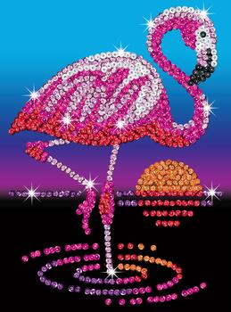 KITFIX Amatniecības komplekts Sequin Art Red spīdumiņu māksla, Flamingo Frenkijs (FP2419)